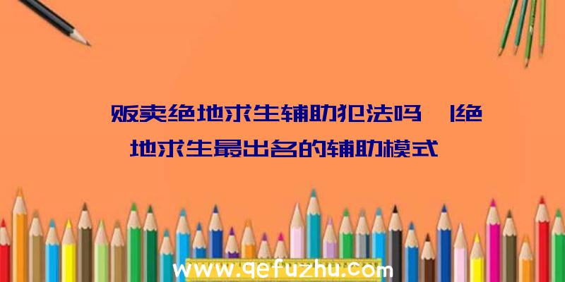 「贩卖绝地求生辅助犯法吗」|绝地求生最出名的辅助模式